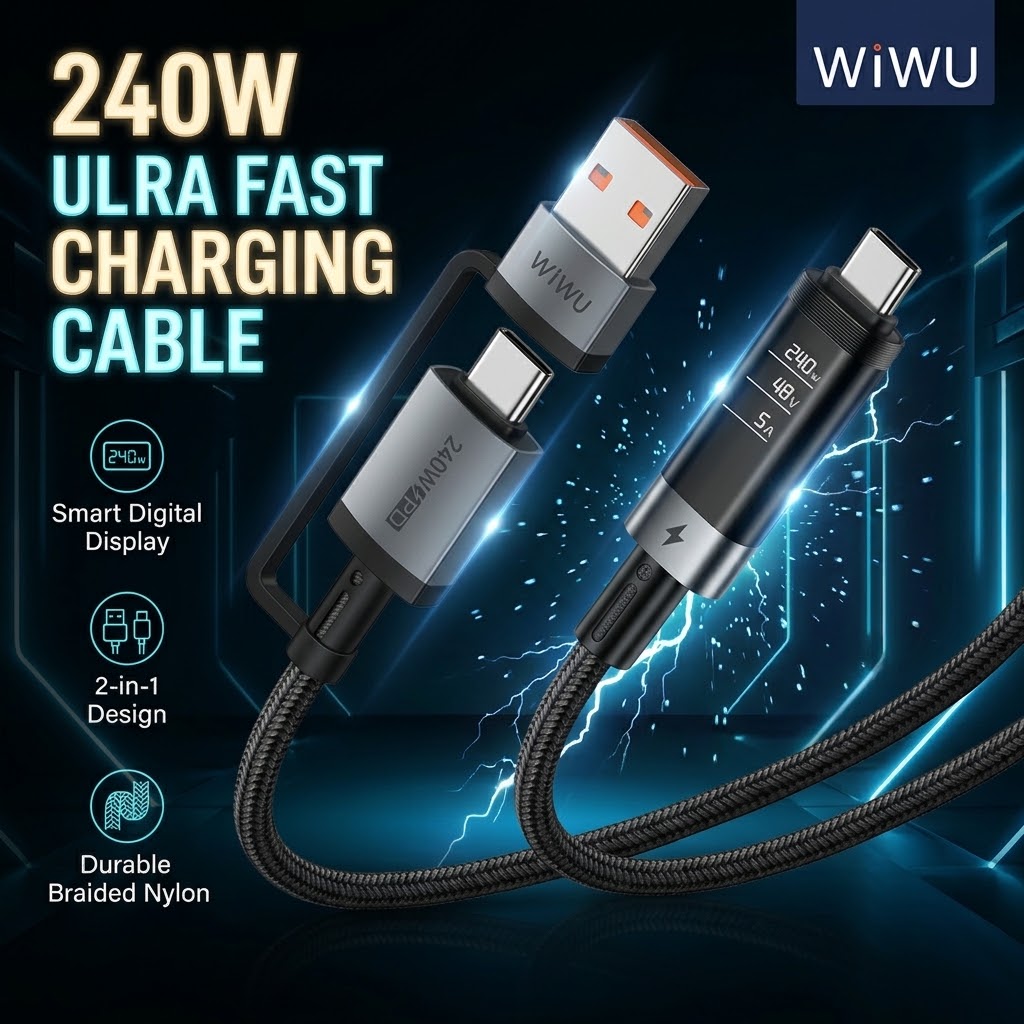 WiWU 240W USB-A+C to USB-C Cable Wi-C109